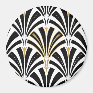Art Deco-ventilatorpatroon - zwart-wit Magneet
