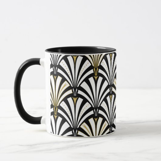 Art Deco-ventilatorpatroon - zwart-wit Mok (Links)