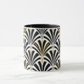 Art Deco-ventilatorpatroon - zwart-wit Mok (Midden)