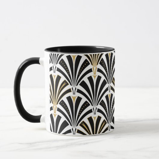 Art Deco-ventilatorpatroon - zwart-wit Mok (Links)
