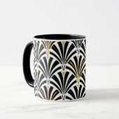 Art Deco-ventilatorpatroon - zwart-wit Mok (Voorkant links)
