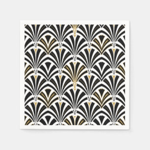 Art Deco-ventilatorpatroon - zwart-wit Servetten