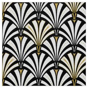 Art Deco-ventilatorpatroon - zwart-wit Stof