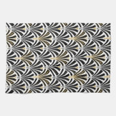 Art Deco-ventilatorpatroon - zwart-wit Theedoek (Horizontaal)