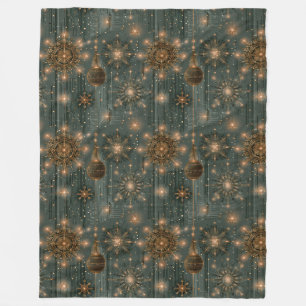 Art Deco Vergulde Kerstnacht Gloed Fleece Deken