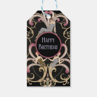 Art Deco Verjaardag – Vintage Flapper Stijl Cadeaulabel