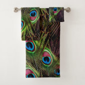 art déco vert turquoise turquoise plumes paon (En situation)