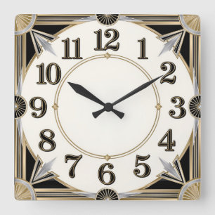 Art Deco Vierkante Klok