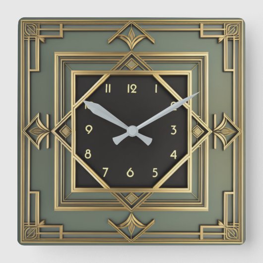 Art Deco Vierkante Klok (Voorkant)