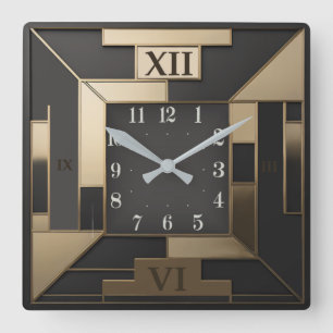 Art Deco Vierkante Klok
