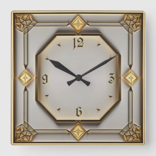 Art Deco Vierkante Klok
