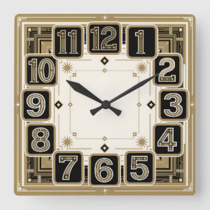 Art Deco Vierkante Klok