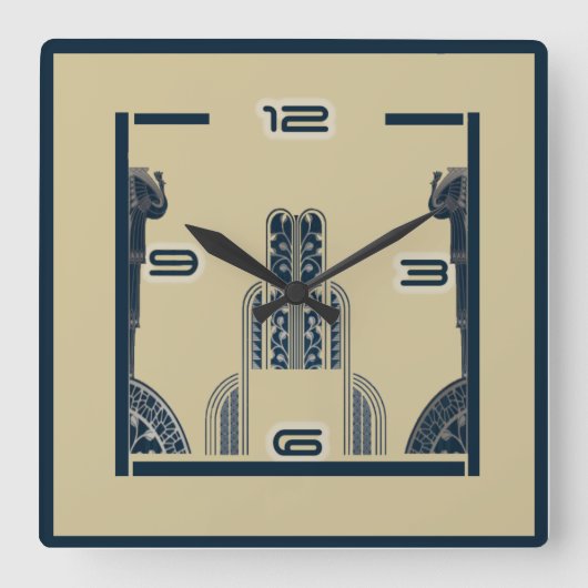 Art Deco Vierkante Klok (Voorkant)