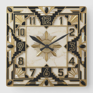 Art Deco Vierkante Klok