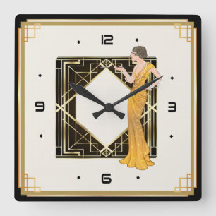 Art Deco Vierkante Klok