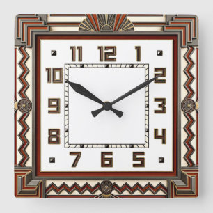 Art Deco Vierkante Klok