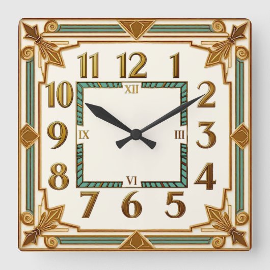Art Deco Vierkante Klok (Voorkant)
