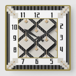 Art Deco Vierkante Klok