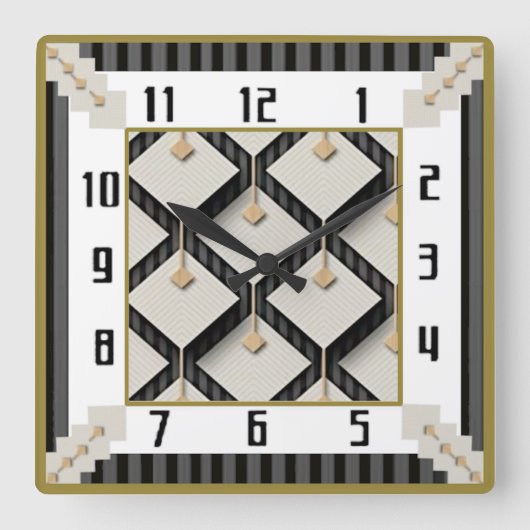 Art Deco Vierkante Klok (Voorkant)