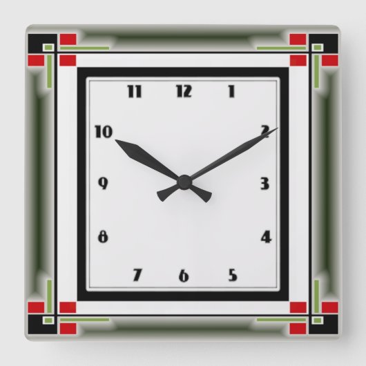 Art Deco Vierkante Klok (Voorkant)