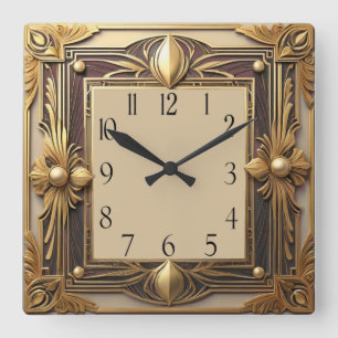 Art Deco Vierkante Klok