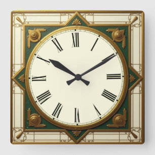 Art Deco Vierkante Klok