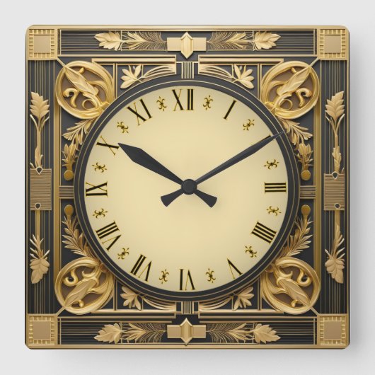 Art Deco Vierkante Klok (Voorkant)