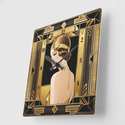 Art Deco Vierkante Klok (Hoek)