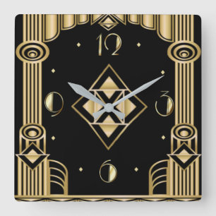 Art deco vierkante klok