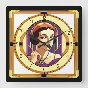 Art Deco Vierkante Klok