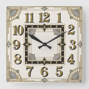 Art Deco Vierkante Klok