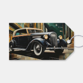 Art Deco Vintage Auto Cityscape Zwart Goud Gift La Cadeaulabel