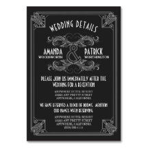 Art Déco Vintage Black Mariage Insertions Cartes