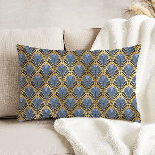 Art Deco Vintage Bloemenvormige Waaiers Patroon Bl Accent Kussen