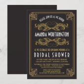 Art Deco Vintage Gouden Bruiloft Uitnodigingen (Voorkant / Achterkant)