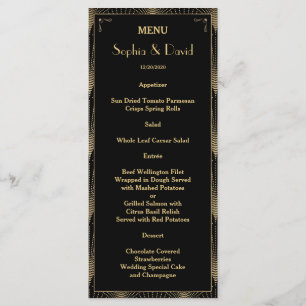 Art Déco vintage Great Gatsby Mariage Menu
