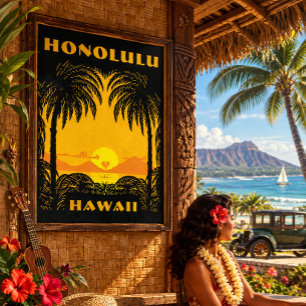 Art Déco vintage Honolulu, Tourisme Hawaï Voyage
