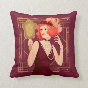 Art Deco Vintage jaren 1920 Meisje Goud Lijst Bour Kussen