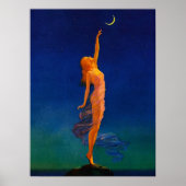 Art Déco Vintage Lune Déesse Céleste Art (Devant)