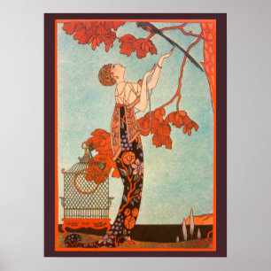 Art Déco vintage, Oiseau Volage de George Barbier