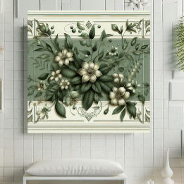 Art Deco Vintage Salie Groene Flora Botanische Ont Tegeltje