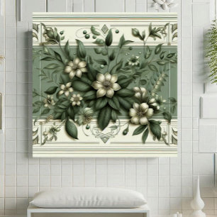 Art Deco Vintage Salie Groene Flora Botanische Ont Tegeltje