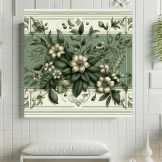 Art Deco Vintage Salie Groene Flora Botanische Ont Tegeltje