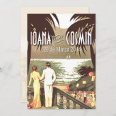 Art Deco Vintage Strand Bruiloft roze (Voorkant / Achterkant)