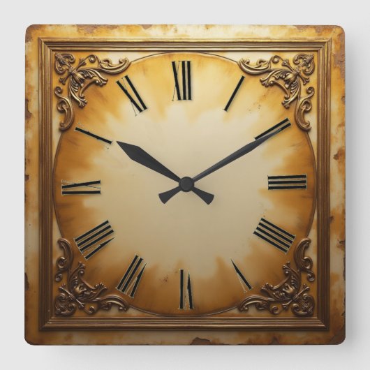 Art Deco Vintage Vierkante Klok (Voorkant)