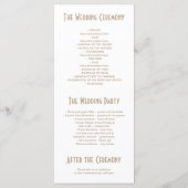 Art Déco Vintage White et Gold Wedding Programmes (Dos)