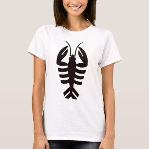 Art Deco Vintage Zeevruchten, Kreeft in Zwart T-shirt