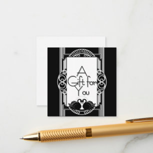 Art Deco Vintage Zwarte en Witte Zwanen Informatiekaartje