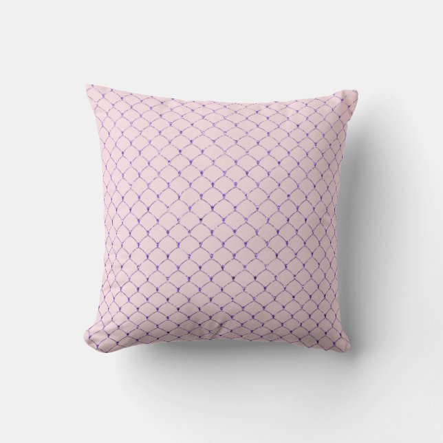Art Deco Violet Roze Net Wit Schalen Zeemeermin Kussen (Voorkant)