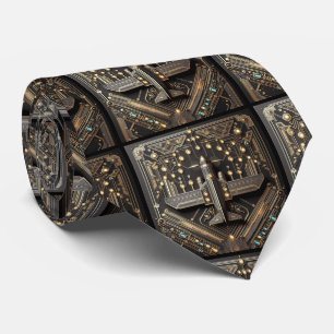 Art Deco-vliegtuig Art Deco-print circuit board Stropdas